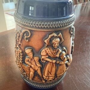 Gerz west Germany Vintage Ceramic Beer Stein with Blue trim